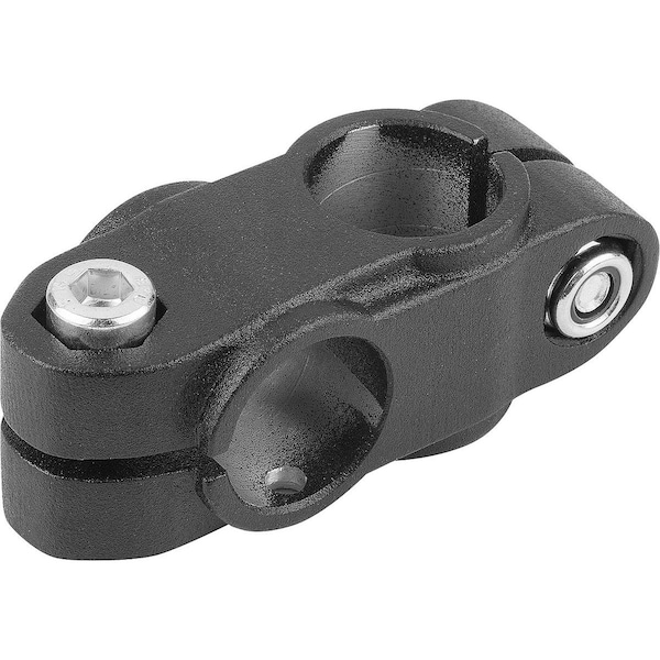 Tube Clamp 4-Way Flat For Linear Actuator, A=30, Type=30, Aluminum Black Powder-Coated, Comp:Steel